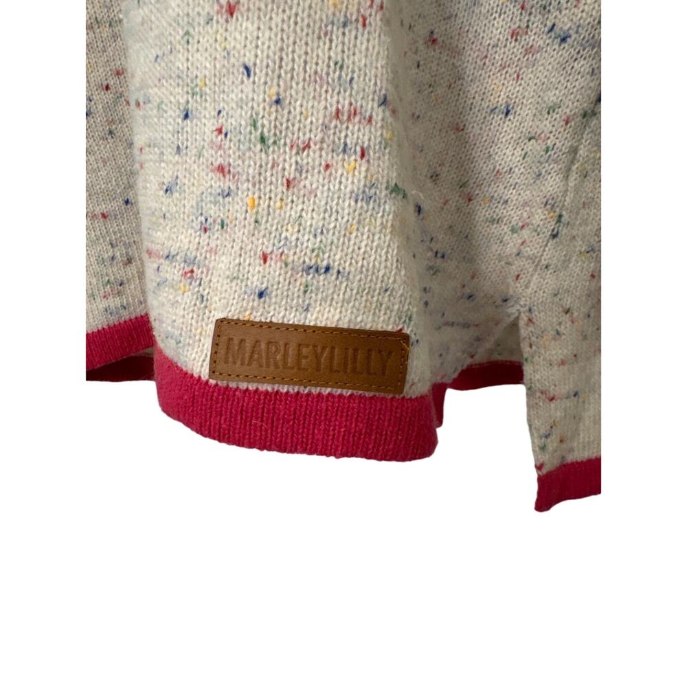 Marleylilly Confetti Knit Sweater‎ Womens L/XL Pink Trim Tie Back Tunic Cream - Picture 2 of 10